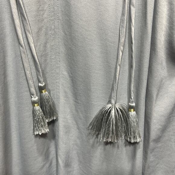 Johnny Was Calme Gray Double Tassel Tonal Embroidered V-Neck Tunic Women Size XL - Picture 7 of 14